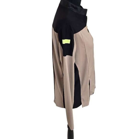 Jamie Sadock Womens Colorblock Zip Long Golf Athletic Jacket Taupe Black Medium - Picture 4 of 11